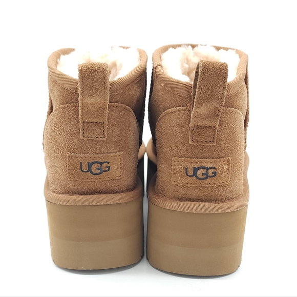 UGG Women's CLASSIC ULTRA MINI PLATFORM Chestnut Suede Wool EU 42 Size 11 - Picture 6 of 12